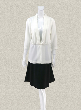 裘TN 正品 青果领七分袖清新白色女夏秋OL百搭外套空调衫 41131D