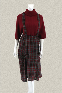 橡筋腰苏格兰格学院风女春秋吊带半身裙2DWC101 lazar 新 森系列S