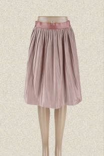 橡筋腰仿麂皮绒百褶裙甜美学院风女春秋半身裙 GINA 1D2C032 新