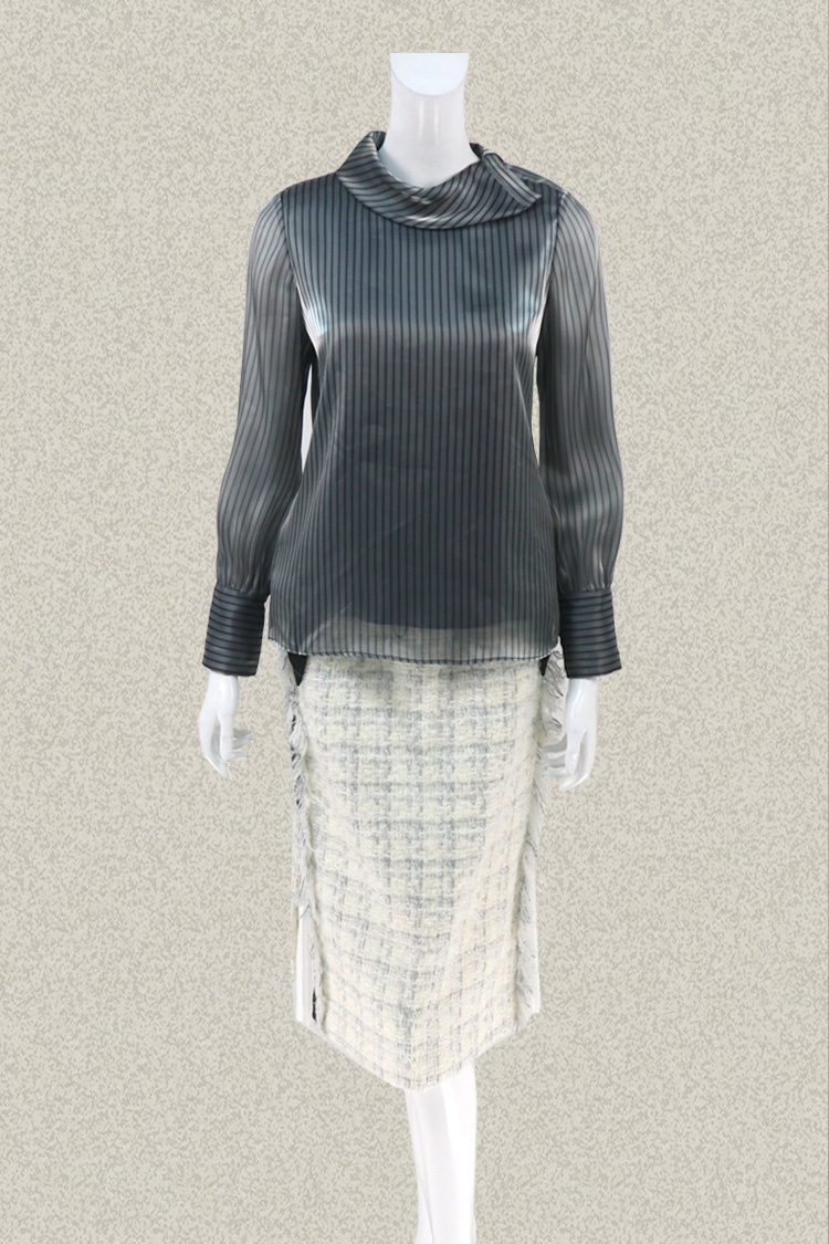 新!f*rrog*ano雅致条纹翻领衬衫