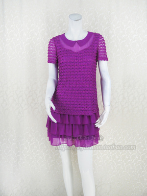 调仓清仓!蕾DOW 夹亮丝镂空钩花蛋糕摆女夏甜美针织连衣裙B34109A