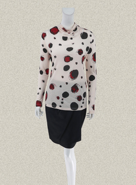 新!爱珂菲EAACPP 小性感露肩堆领印花女秋冬针织衫打底衫EM46045