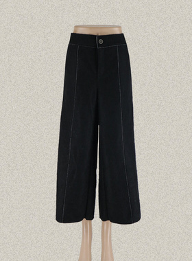 凯伦诗karenshen正品 毛边装饰女冬全羊毛厚呢九分裤 JLD2760257