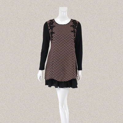 绣花印花荷叶摆甜美假两件连衣裙