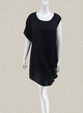 新!奈CO 正品不对称设计不规则摆女夏宽松休闲藏肉连衣裙4C630103