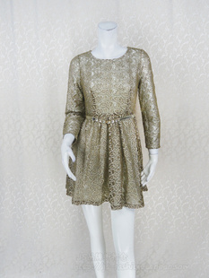 清仓 正品 轻奢重工刺绣大摆遮肚淑女秋冬连衣裙LA176 fon