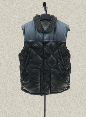 桀A jie*r 正品 仿毛翻领男士冬季拼色羽绒服休闲鸭绒背心JW45804