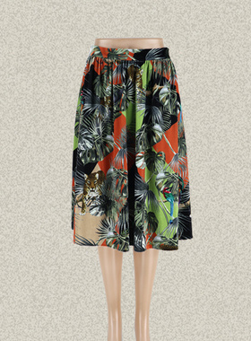 G*GINA 正品 甜美大花印花女秋冬弹力丝绒半身裙百搭中裙 1D22320