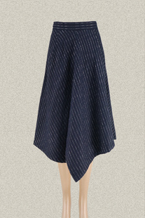 FF2D012B05 亮丝条纹不规则学院风女冬春A字裙半身裙 新 菲RO格NO