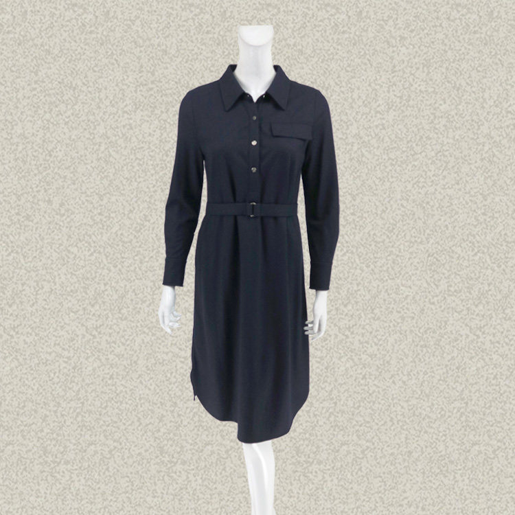 仿F 正品 翻领松紧腰半开胸OL女春秋冬绵羊毛针织连衣裙 00361