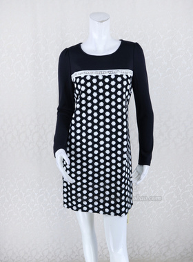 调仓清仓!蕾DOW 拼色毛线绣花女秋百搭显瘦连衣裙B14025/A14175