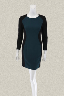 新!奈CO 正品 针梭拼雅致通勤女秋冬修身显瘦气质连衣裙3G661007