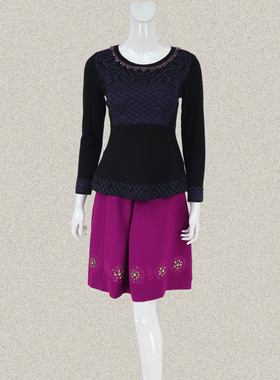 新!爱珂菲EAACPP 正品亮丝钉钻修身女秋冬羊毛针织衫毛衣EF36040