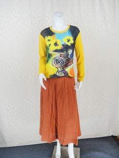 卫衣针织上衣 女春秋印花弹力针织圆领长袖 KC3Z103WC 正品 卡VON