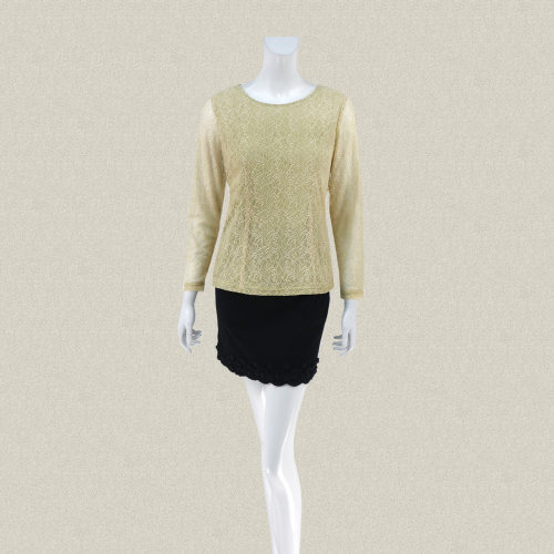 沐LINE 正品 小性感提花修身女春秋针织打底衫长袖蕾丝衫18659411