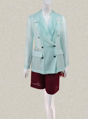 V*VA HE*RT 正品清仓 双排扣半透视女夏秋薄外套防晒衣VS40800