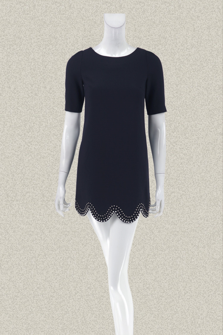 新!JH风 正品 压褶中袖精致钉珠OL气质女春秋连衣裙超短裙LB108