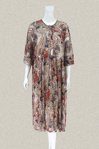 新!沐LINE正品印花半开胸七分袖女夏两件套针织连衣裙1129603/613