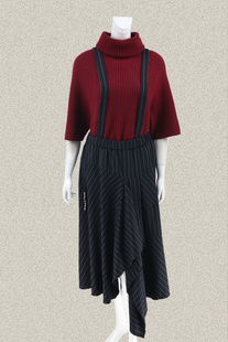 橡筋腰不规则摆条纹女春秋吊带半身裙 新 lazar 2DWC033 森系列