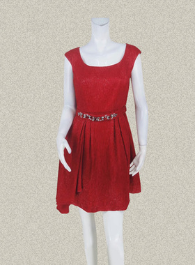 C*fon 正品 珠钻装饰活动腰带甜美红色女春夏秋醋纤连衣裙  101