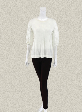 新!森系列 D.EX*IOR 意大利镂空提花蕾丝拼接女夏秋针织衫1A44476