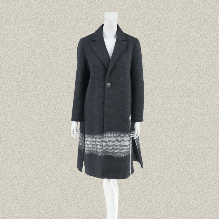 新!法路INA 正品 贴布毛线刺绣开叉宽松女秋冬羊毛呢大衣FQDD5687