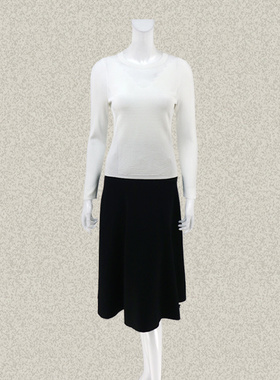 新!卡迪DL 正品 镂空提花装饰清新白色女春秋弹力针织衫 C171Q016