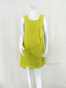 清新贴布荷叶边饰无袖 品牌折扣 层次雪纺女夏连衣裙LD183 fon