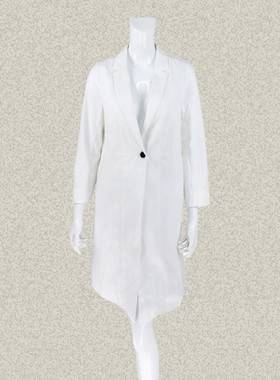 V*VA HE*RT  压百褶两面穿清新白色女春秋棉/苎麻长外套 VS52701