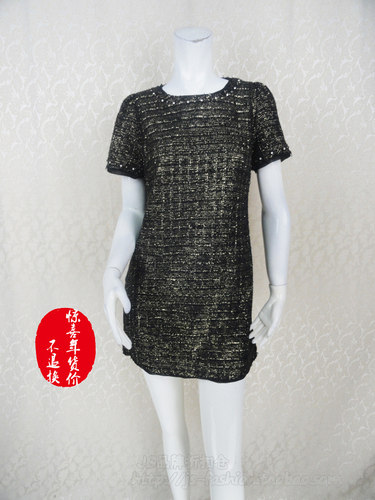 56元囤货价清仓!C*fon 正品 夹金丝提花女春秋轻奢连衣裙 LC122