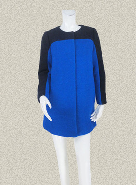 C*fon 正品清仓 撞色拼色减龄H型羊毛呢女秋冬大衣呢外套 DA203