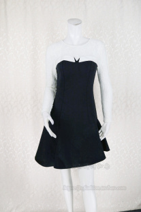 蕾丝拼接黑白拼色针织百搭羊毛女秋冬连衣裙G4009A 爱 新 Double