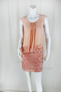 正品 fon 折扣棉镂空绣花假两件甜美女夏连衣裙LD152 调仓清仓