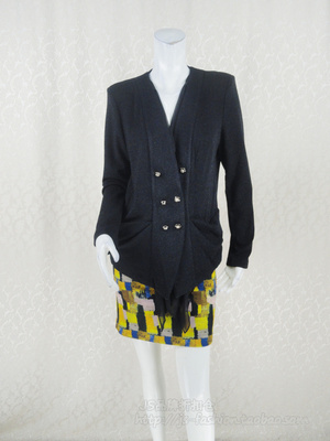 季末dow正品v领亮丝双排扣短外套