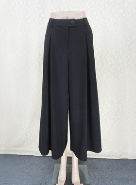 狂欢超值促!S*DOM 弹力梭织纯色阔腿裤宽松高腰女春秋九分裤K1369