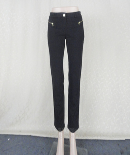 窄脚休闲裤 拉链袋女春秋棉弹力铅笔裤 4H011QC四色 专柜正品 卡VON