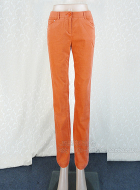 裘T*诺G*dia 女秋冬时尚平绒修身甜美钉珠小脚裤长裤W48B1002