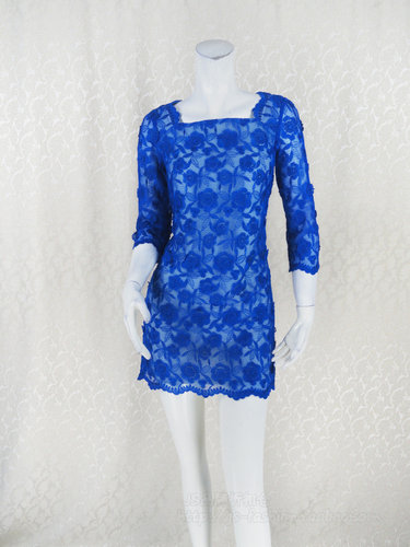 新年价!C*fon 正品 精美刺绣七分袖甜美H型女春夏连衣裙LB111