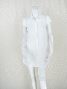 2C368WC 卡VON 全苎麻镂空绣花女夏百搭白衬衫 中长款 362WG 正品