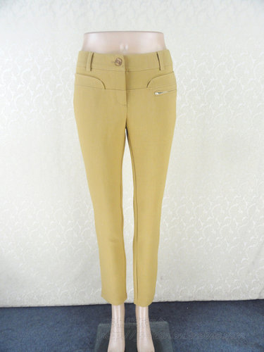 卡VON专柜正品拉链贴布饰弹力修身直筒裤女春秋九分裤1H829TC