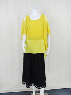 卡VON专柜正品 雪纺套头衬衫 女夏露肩袖 短袖 上衣KC2D059F 披肩款 促