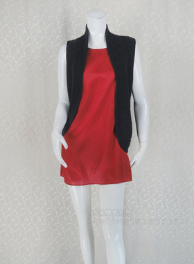 清仓! 玛*曼可 正品 女春秋棉弹力粗毛线百搭简约披马夹 9830026