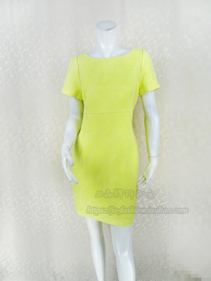 调仓清仓!C*fon正品棉提花圆领简约气质亮色女春秋连衣裙LB108