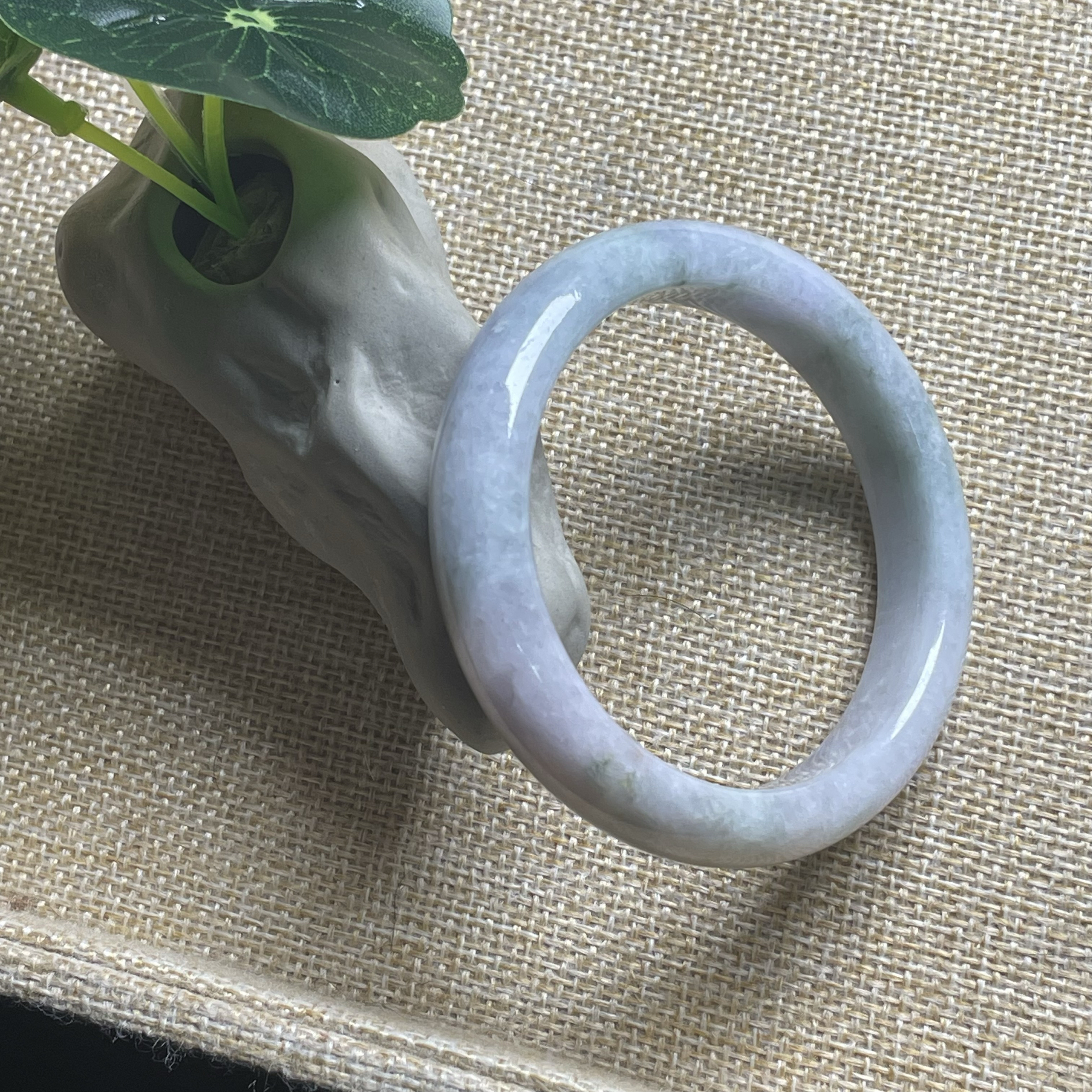 隆慈缘缅甸原矿A货翡翠54mm手镯细糯种紫罗兰飘花手镯翡翠手镯