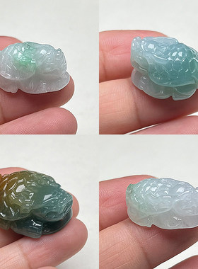 隆慈缘天然翡翠龙头龟玉吊坠挂件