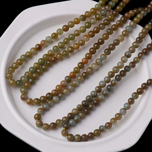 隆慈缘玉器5-6MM小圆珠子项链缅甸保真冰糯种A货翡翠黄翡珠链包邮