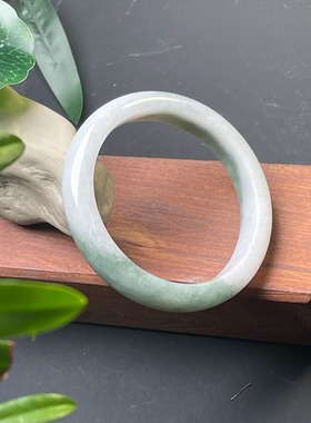 隆慈缘缅甸原矿A货翡翠59mm冰糯种绿彩飘花手镯大圈口翡翠手镯