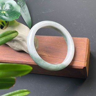 隆慈缘缅甸原矿A货翡翠59mm冰糯种绿彩飘花手镯大圈口翡翠手镯