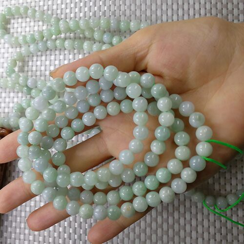 源头直发翡翠A货原矿7MM8MM9mm108颗多圈佛珠手链吊坠链毛衣链-封面