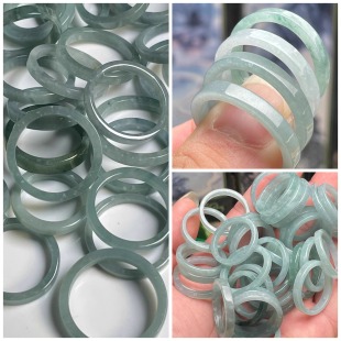 隆慈缘翡翠A货冰糯浅绿方戒大号指环吊坠男女款 玉戒可自选配证